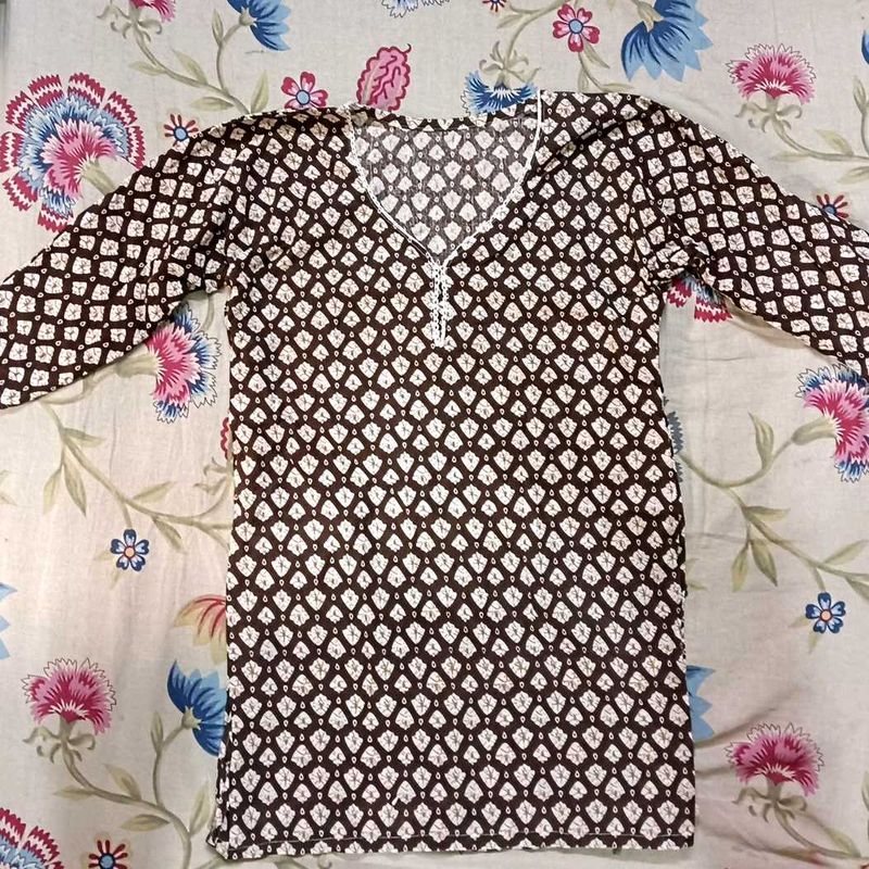 Stylish Printed Brown Short Kurta