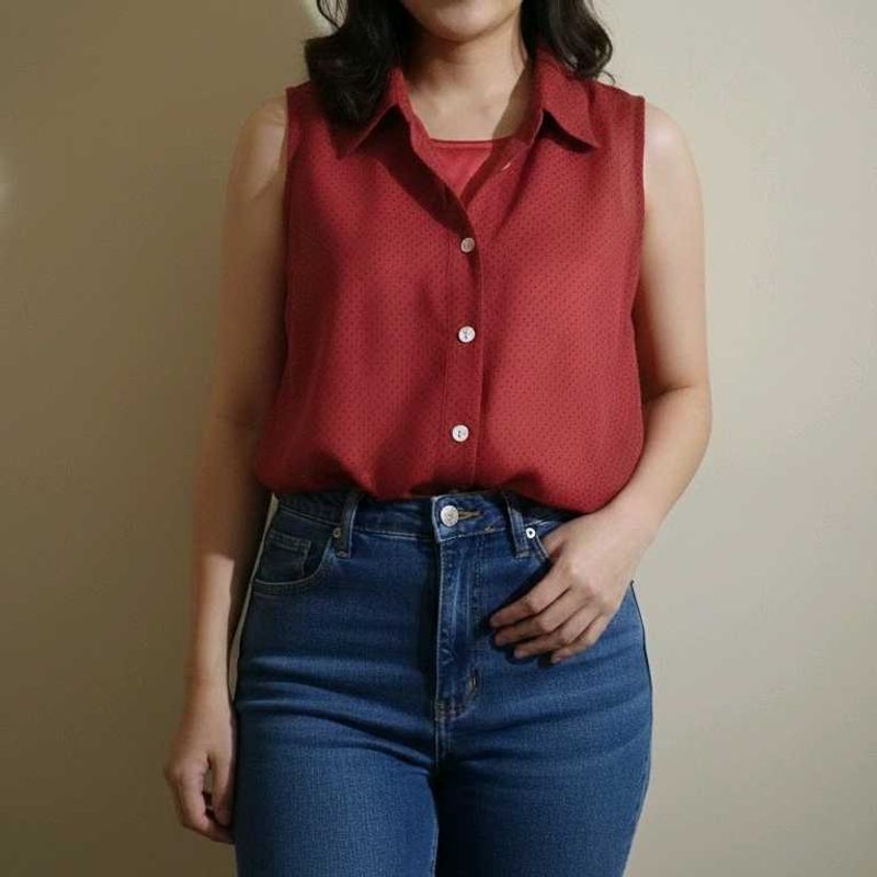 Red Sleeveless Blouse