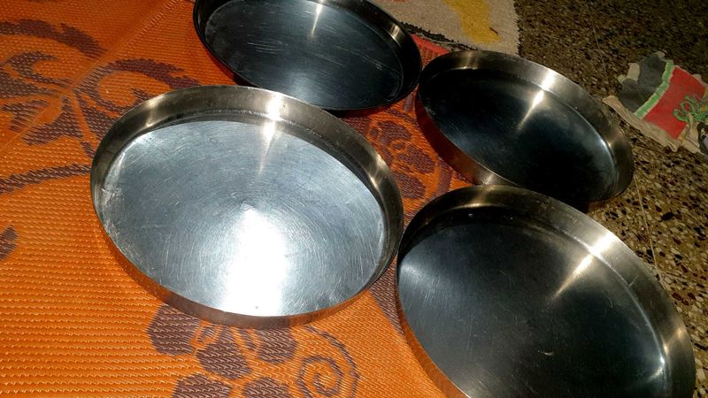 Set of 4 Stainless Steel Plates big size thali