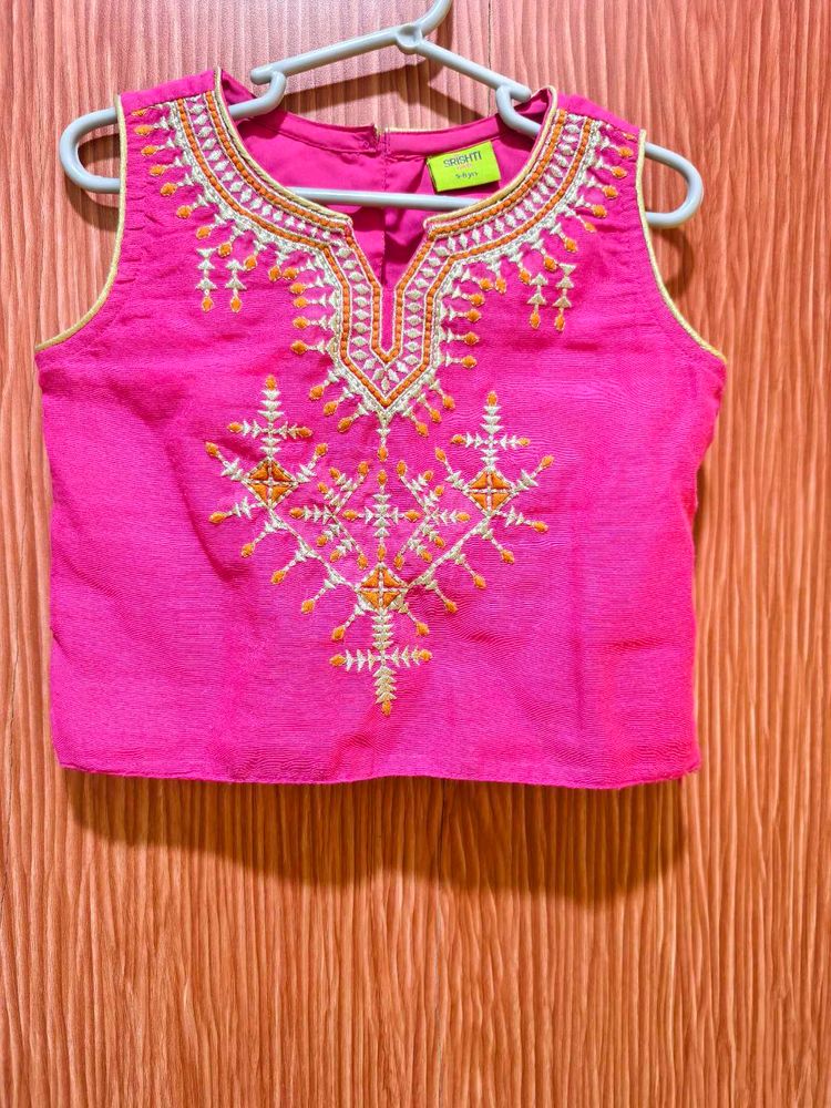 kids pink orange lehenga set