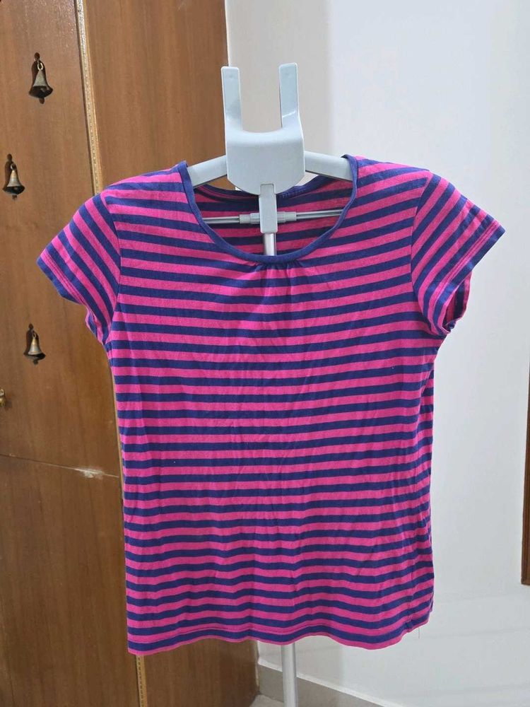 Pink &amp; Navy Striped T-Shirt