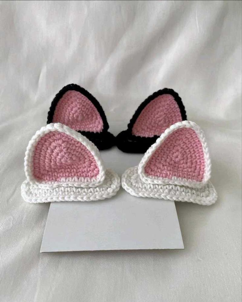 Cat Ear Hair Clips crochet 2 pairs