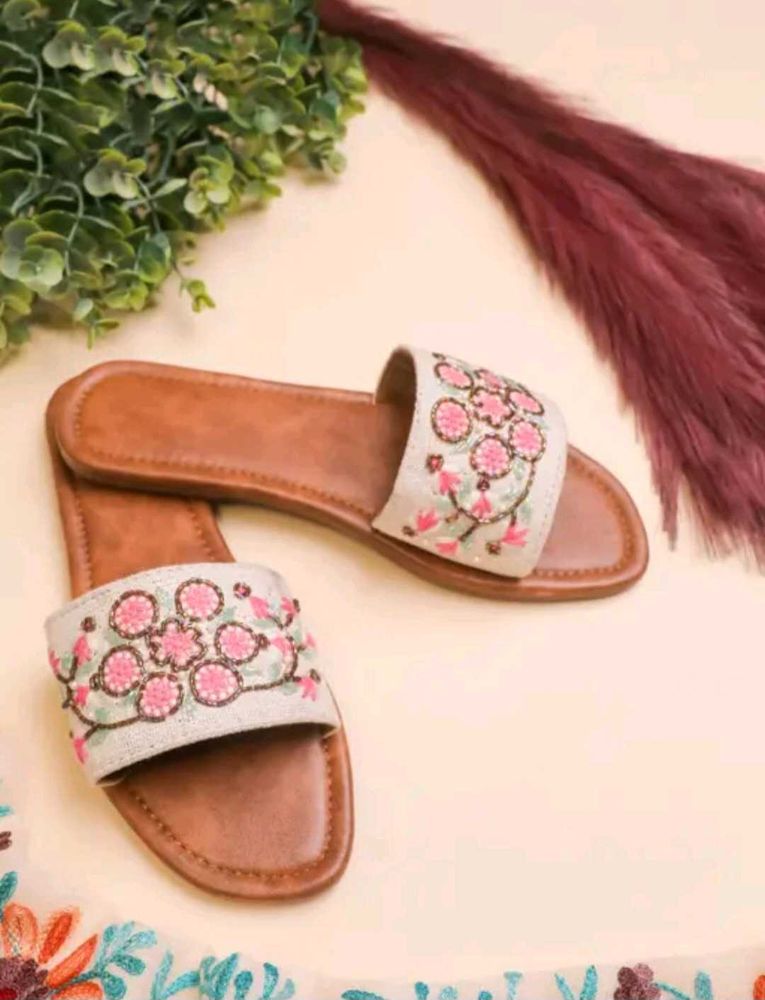 Ethnic Embellished Flip Flop For Women UK 8