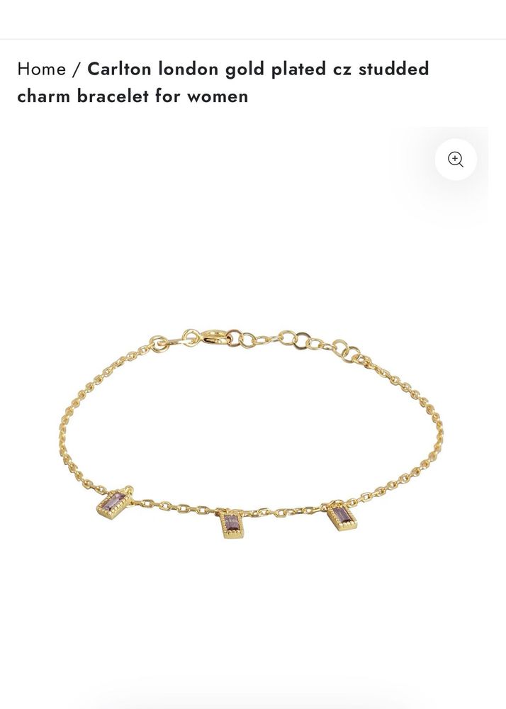 Carlton London Gold Plated CZ Charm Bracelet