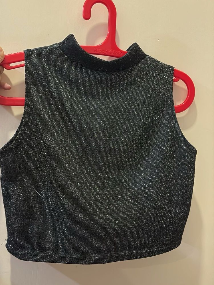 Sparkly Black Crop Top