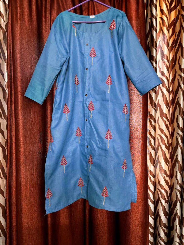 Beautiful Blue Embroidered Kurta