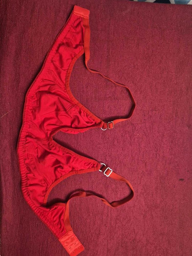 Red Cotton Bra