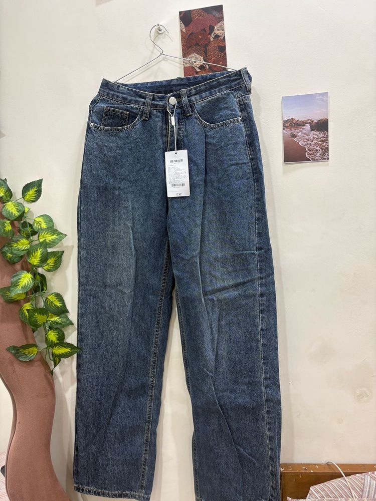 Savana Dark Blue High Waist Straight Leg Jeans