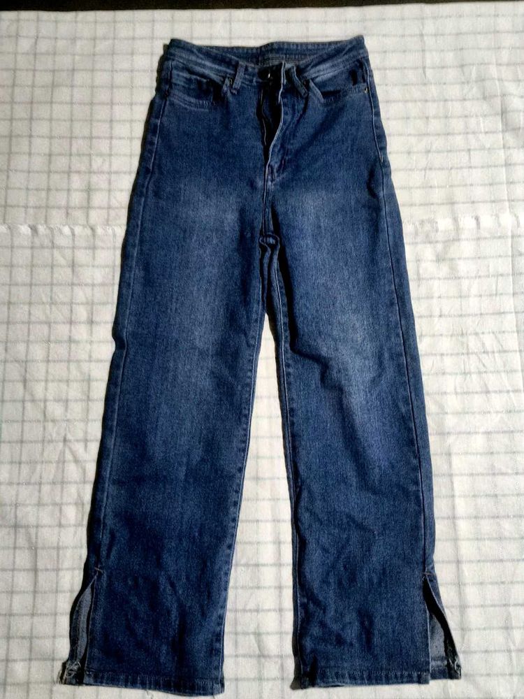 High-Waisted Flare Jeans with Side Zips