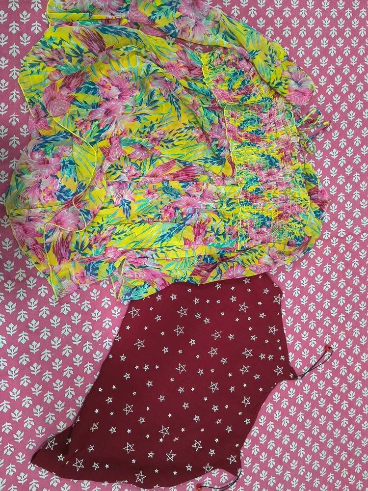 Vibrant Floral &amp; Star Print Two-Piece Set