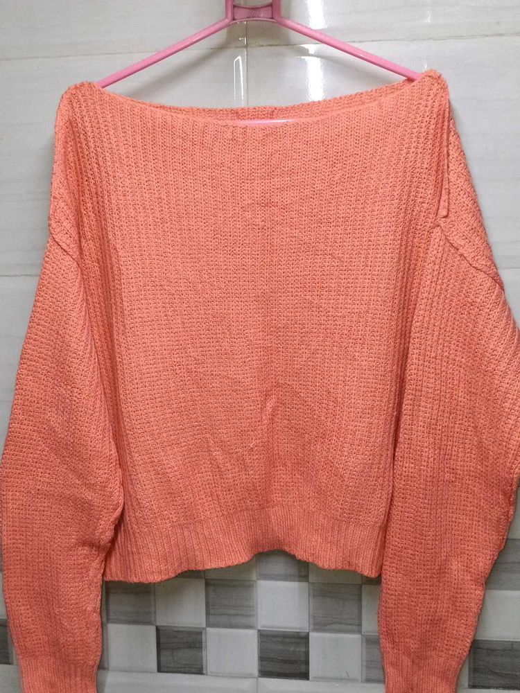 Coral Boat Neck Knit Sweater