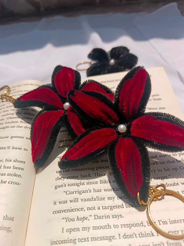 Red Velvet Flower Keychain/Bag Charm