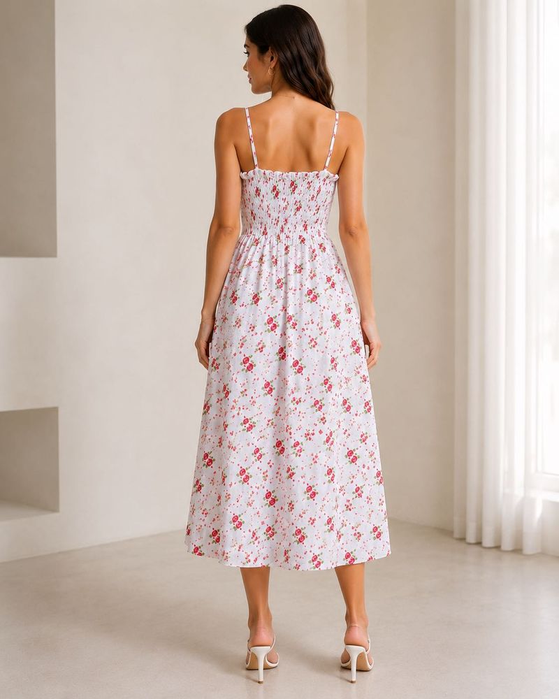 Floral Smocked Midi Dress