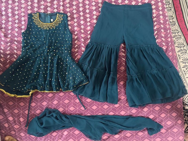 Girls' Ethnic Dress &amp; Bottom Set