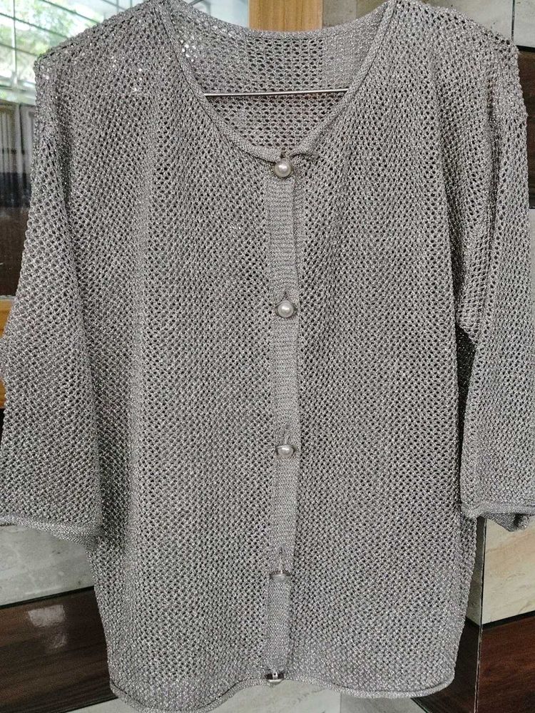 Elegant Shimmery Knit partywear Cardigan