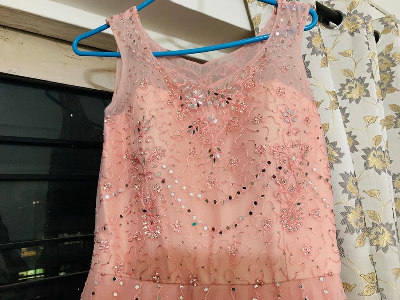 Stunning Embellished Peach Ethnic Gown