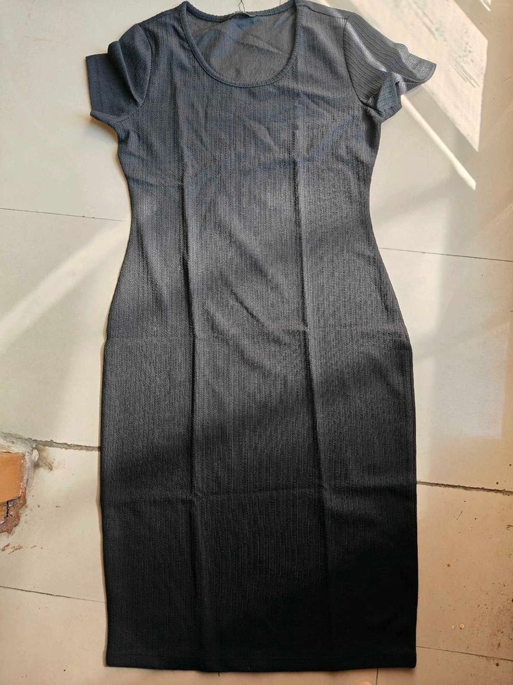 Classic Grey Ribbed Bodycon Dress