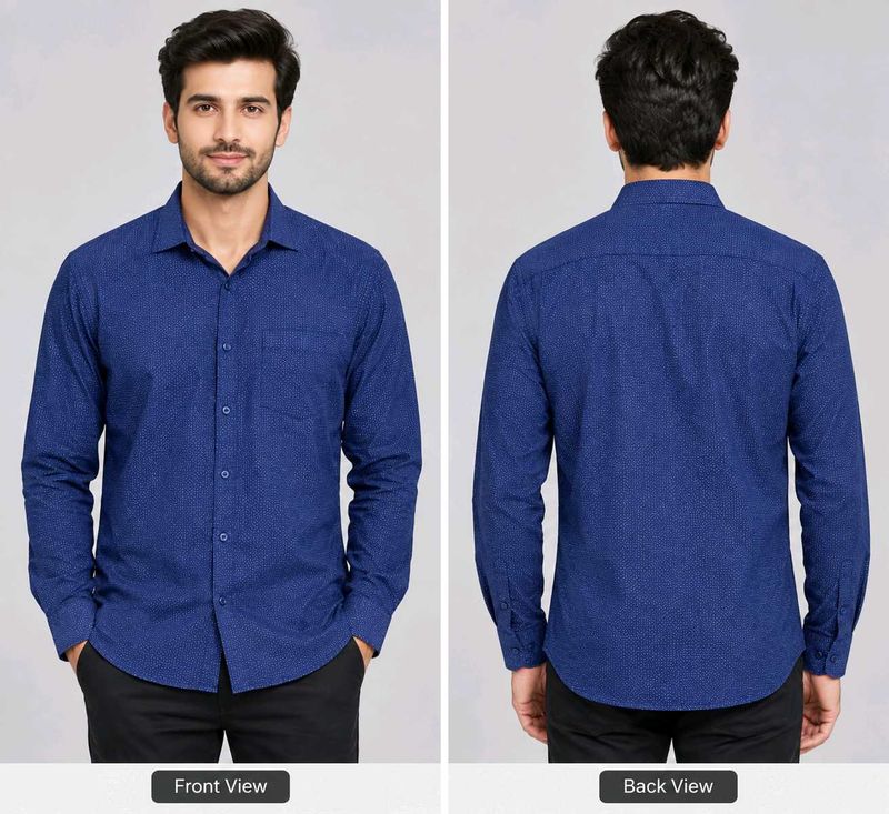 Park Avenue Men's Blue Micro-Dot Long Sleeve Shirt