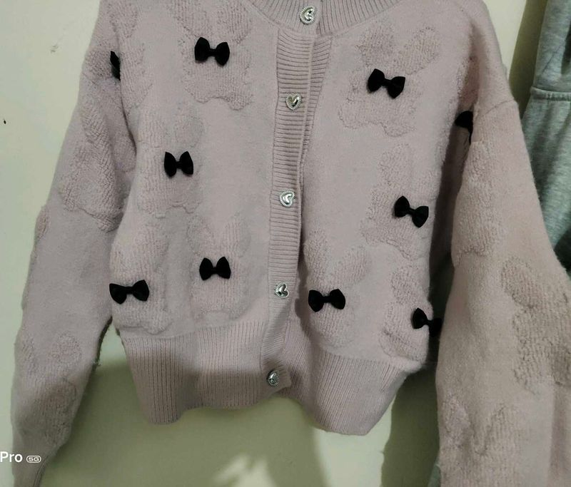 Cute Pink Teddy Bear Cardigan