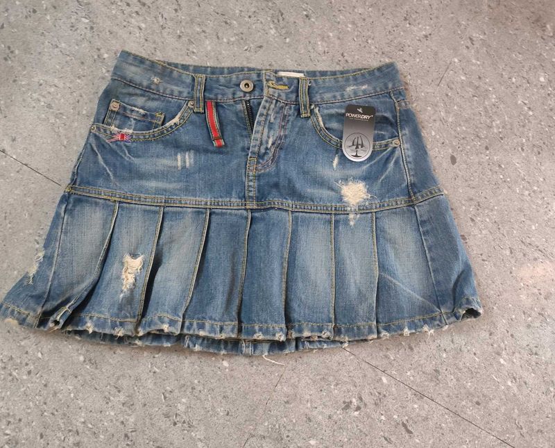 Distressed Denim Mini Skirt