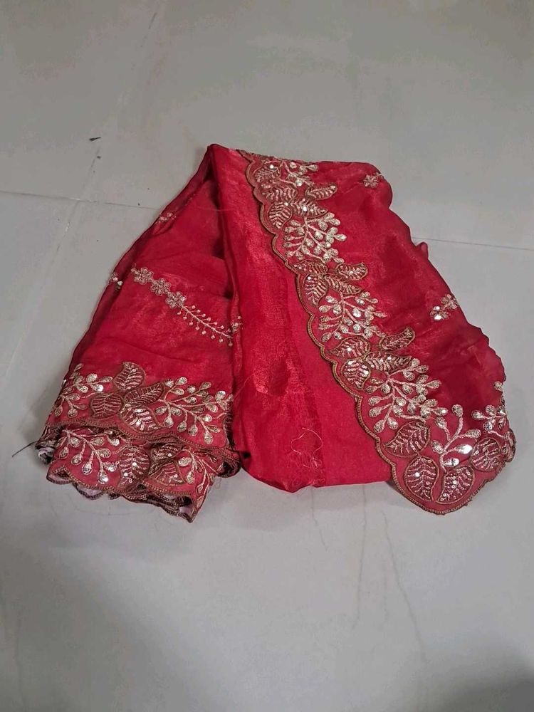 Elegant Red Embroidered Saree
