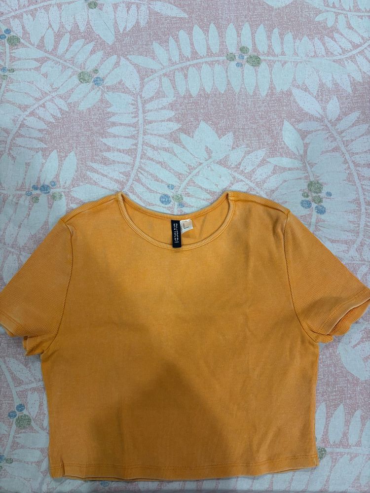 H&amp;M Orange ribbed crop top