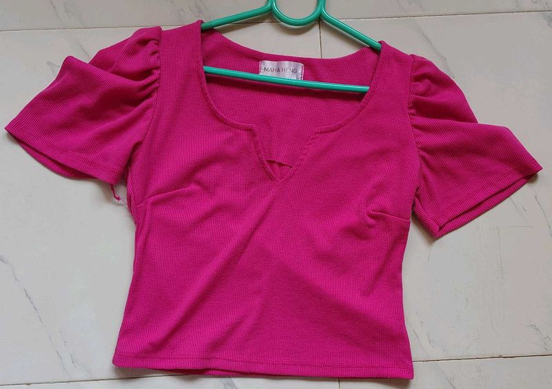 Vibrant Pink Puff Sleeve Top
