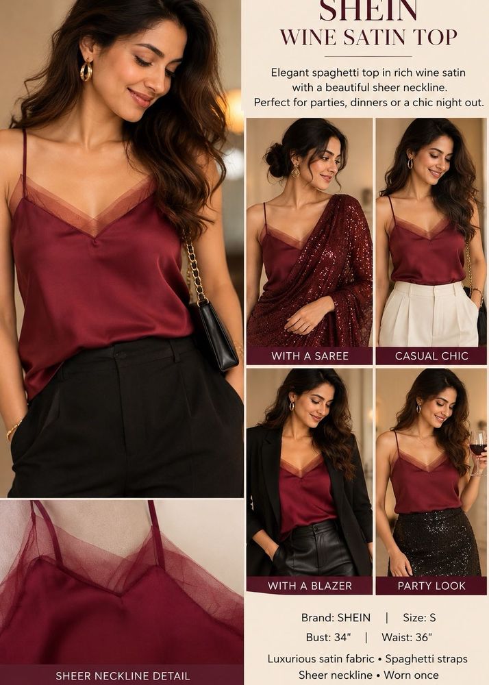 Chic Sheer Overlay Satin Camisole in S