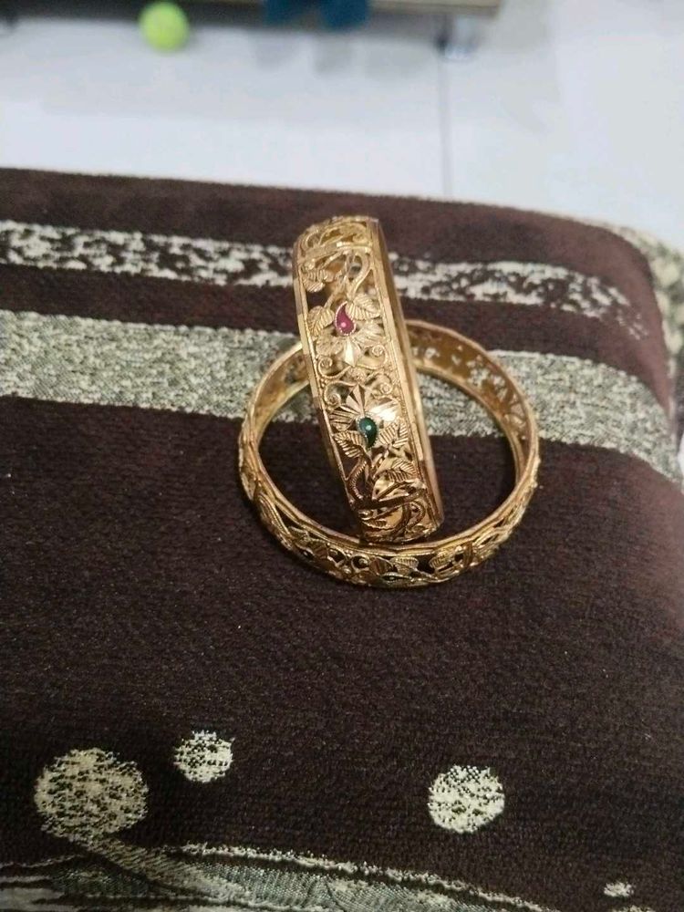 Gold Bangles with Intricate Detailing