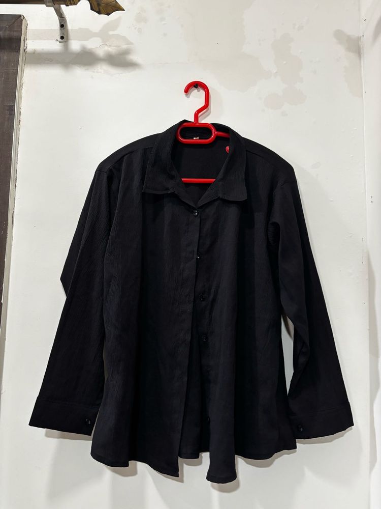 Classic Black Long Sleeve Button-Up Shirt