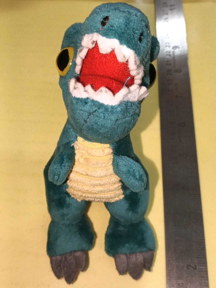 Cute Teal Dinosaur Plush bag tag