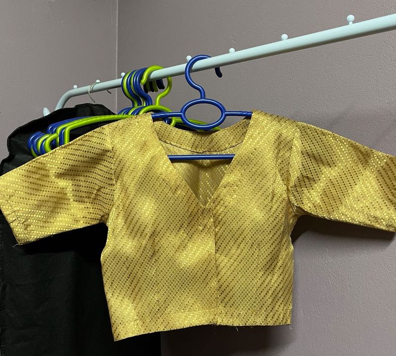 Golden Sequined V-Neck Blouse