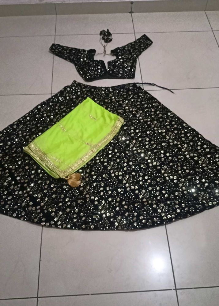 Stunning Black Sequined Lehenga Choli Set