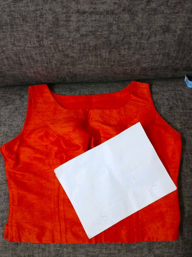 Orange raw silk  choli cut never used Blouse