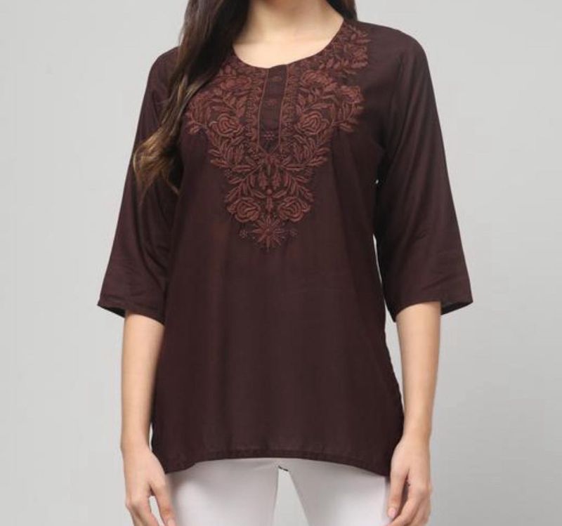 Embroidered Brown Kurta