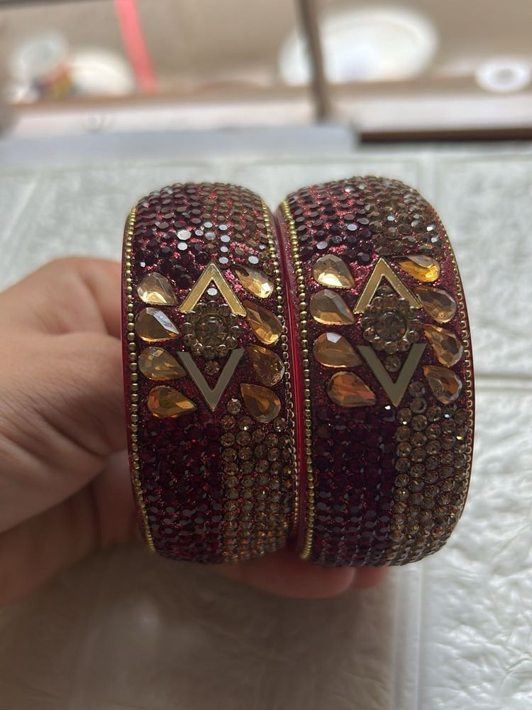 Sparkling Red &amp; Gold Bangles New