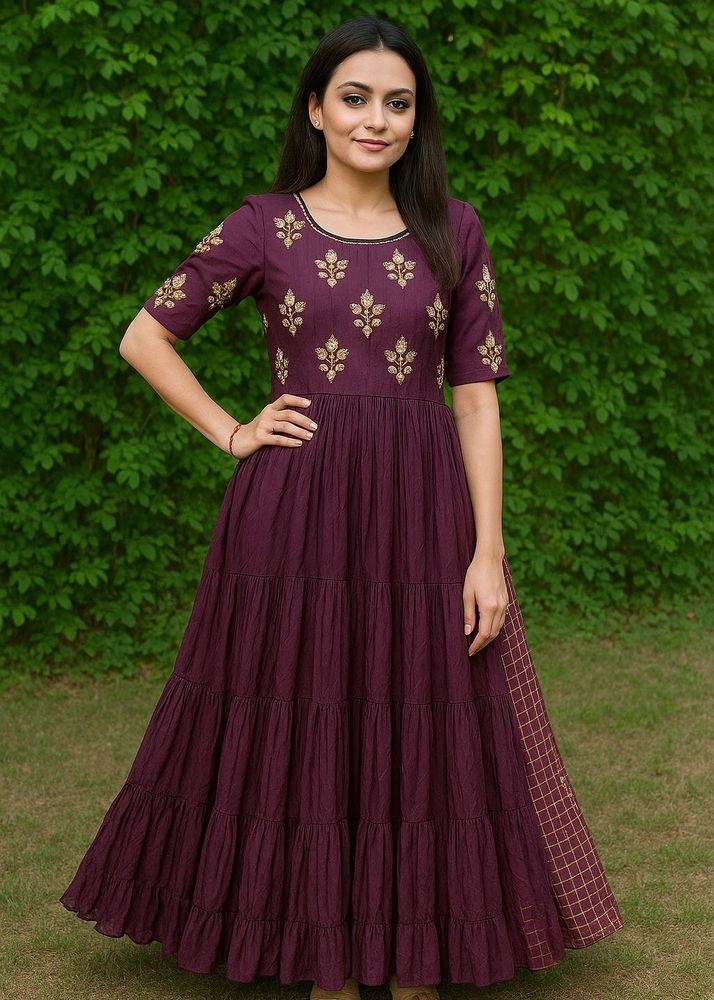 Purple Ethnic Party Gown (Padded)