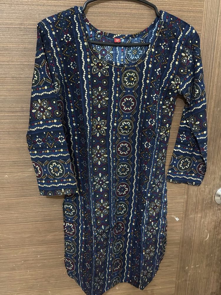 Stylish Blue Bandhani Print Kurta