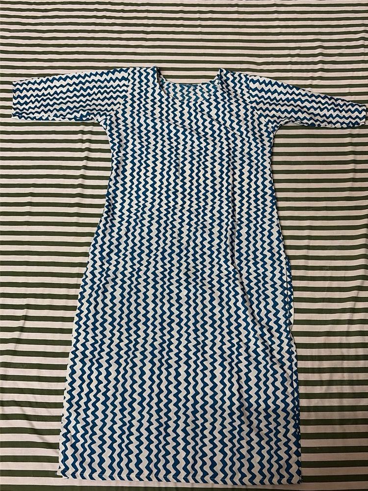 Blue Zigzag Print Kurta