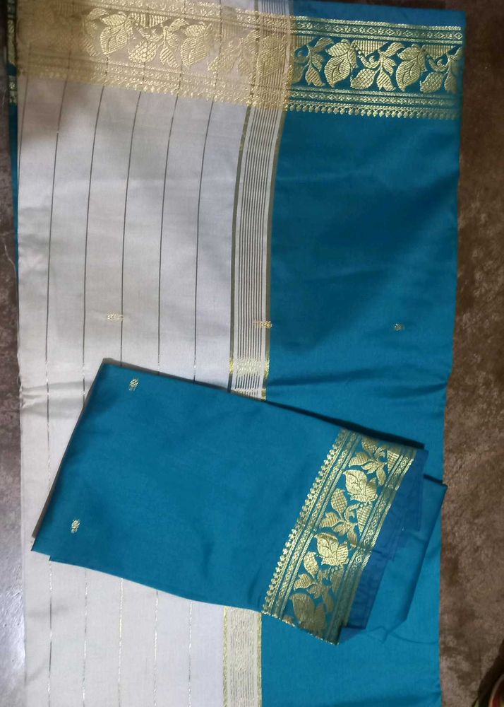 Saree - Blue &amp; White(New)