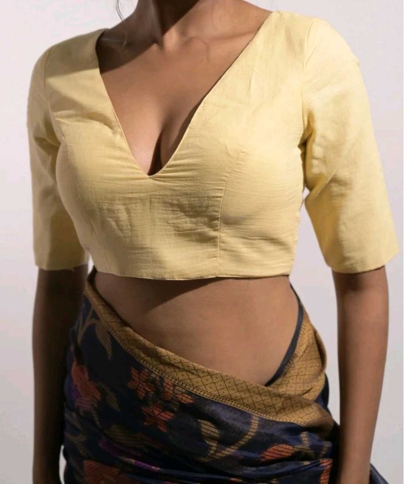 Elegant Yellow V-Neck Blouse