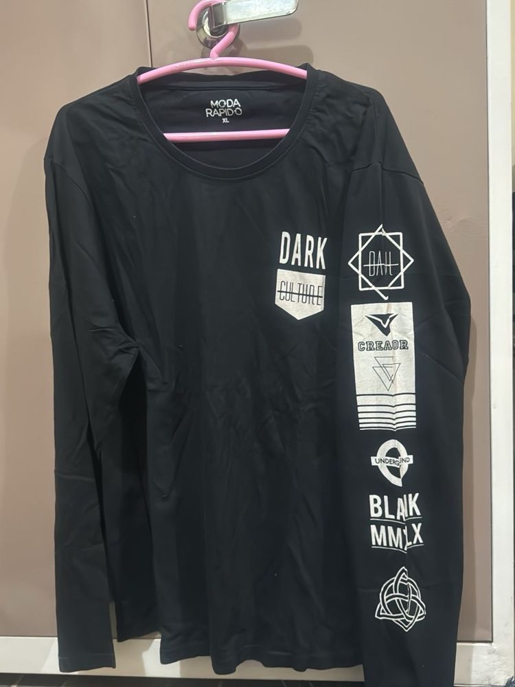 Moda Rapido Black Graphic Long Sleeve Tee
