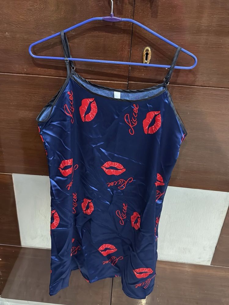Silky Slip Dress - Kiss Print