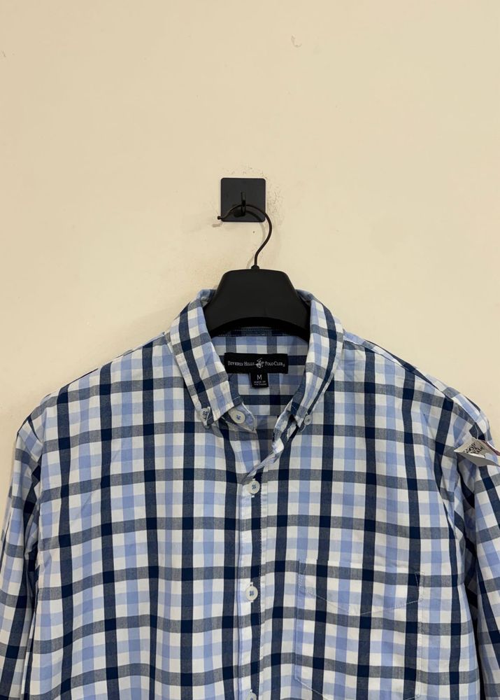 Men's Blue Gingham Check Shirt