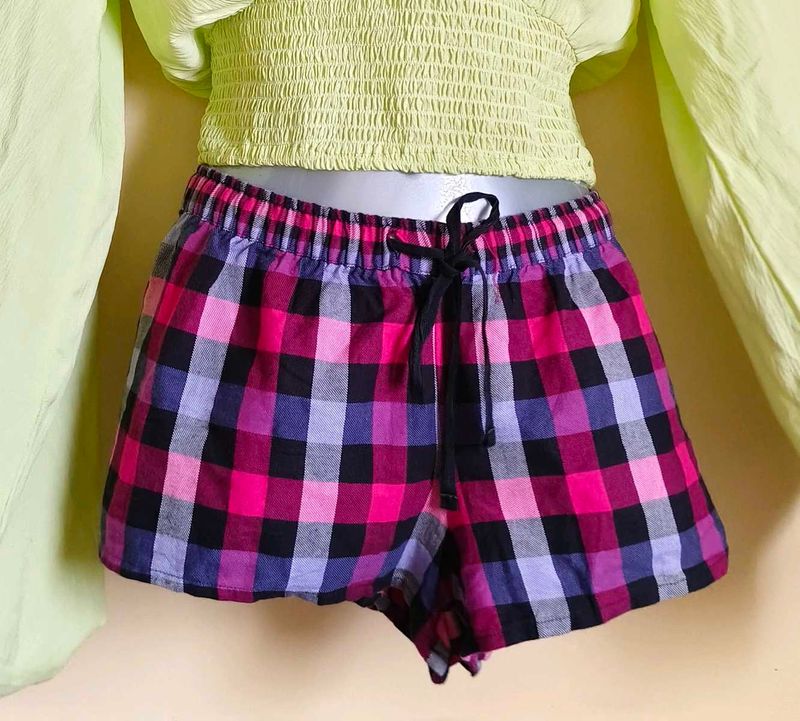Pink Plaid Lounge Shorts