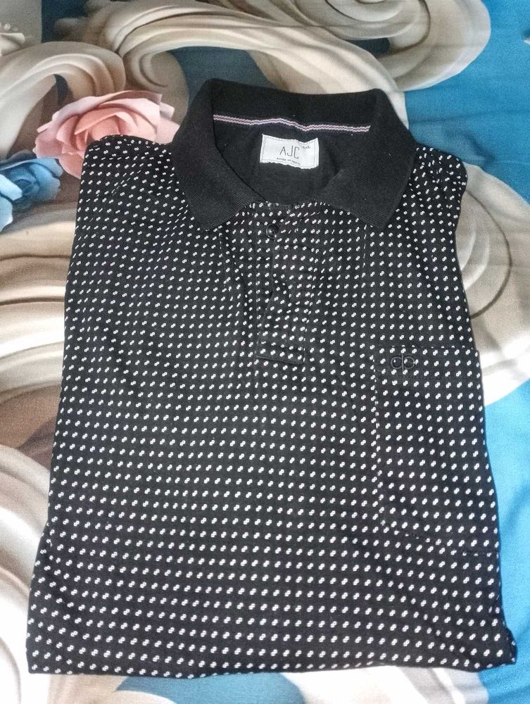 Men's Black Polka Dot Polo Shirt