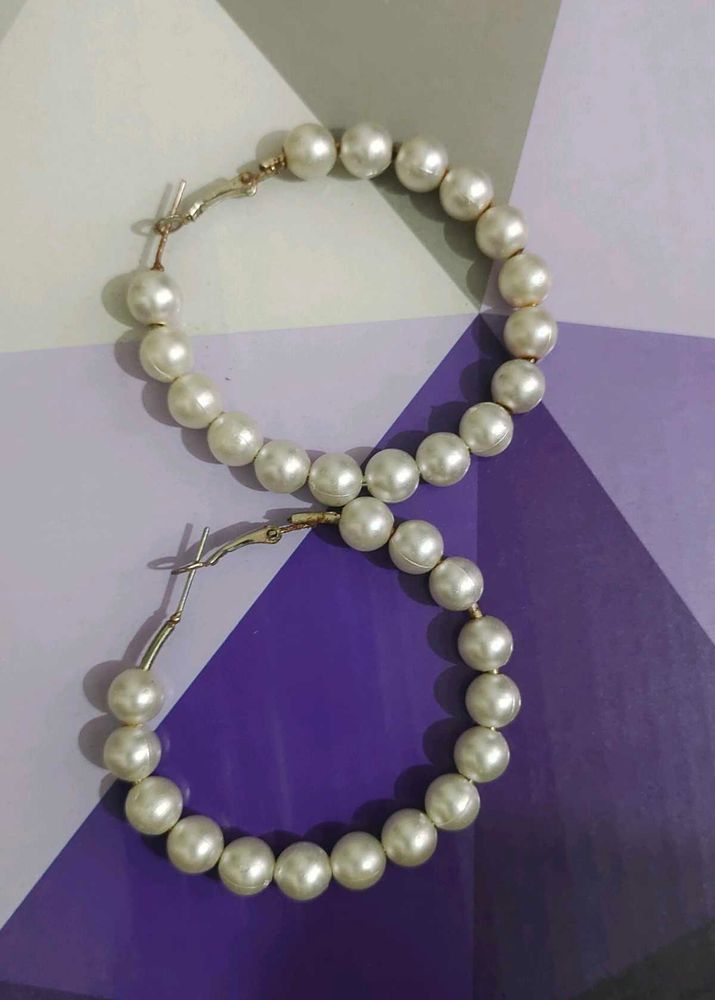 Chic Faux Pearl Hoop Earrings