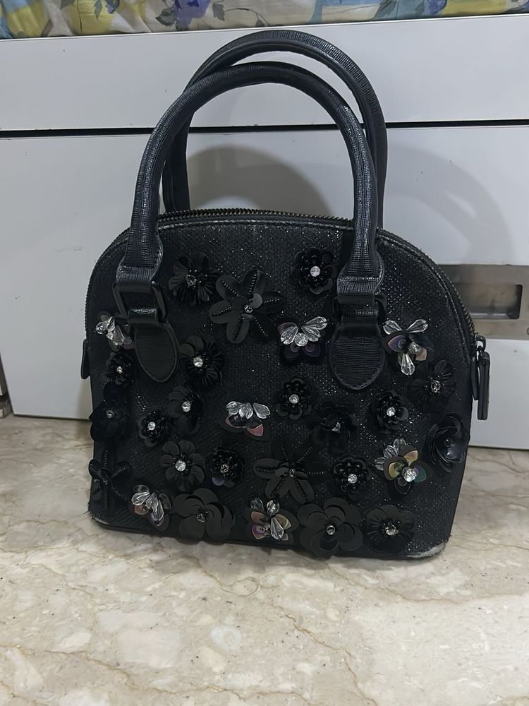 Sparkly Black Embellished Handbag