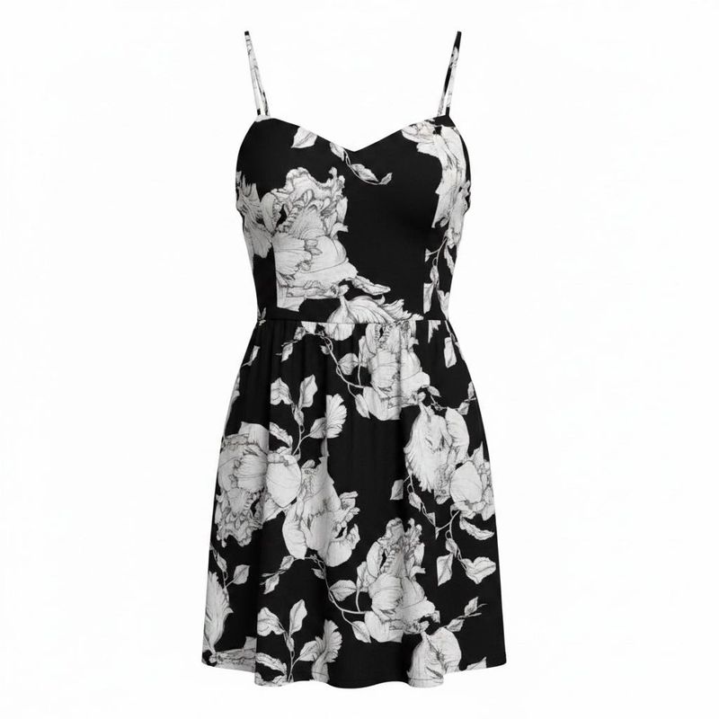 Black Floral Spaghetti Strap Dress