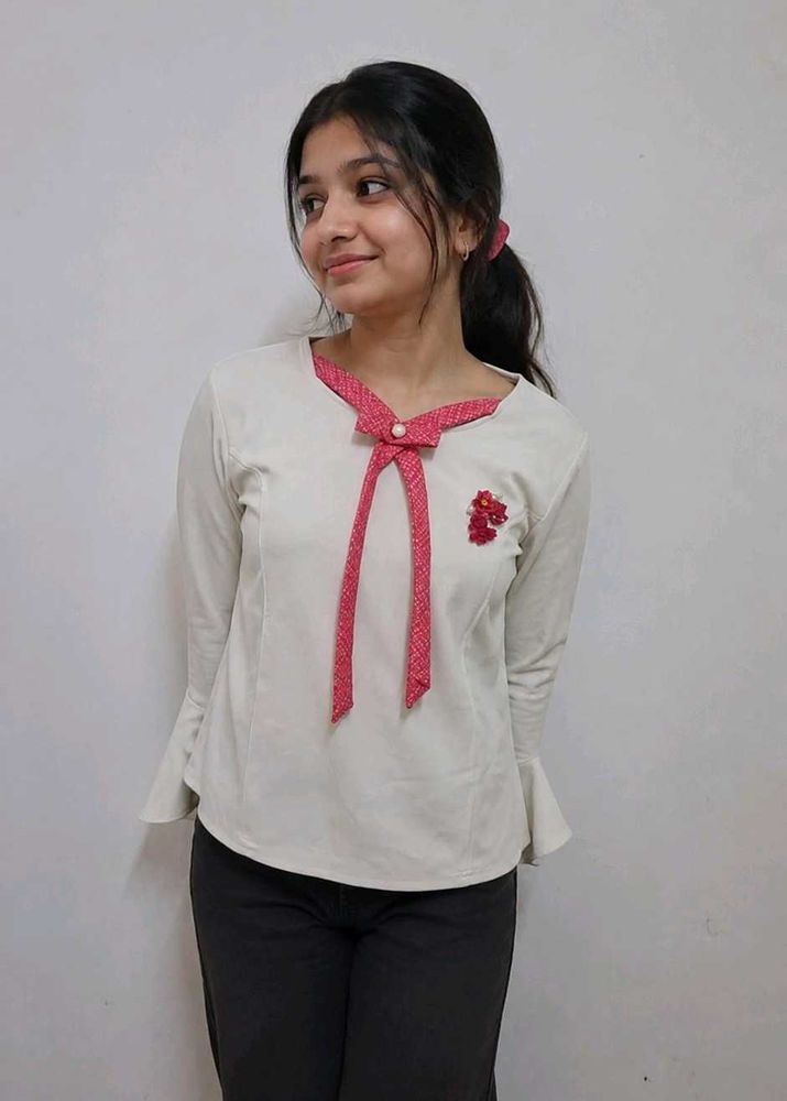 white Bell Sleeve Top